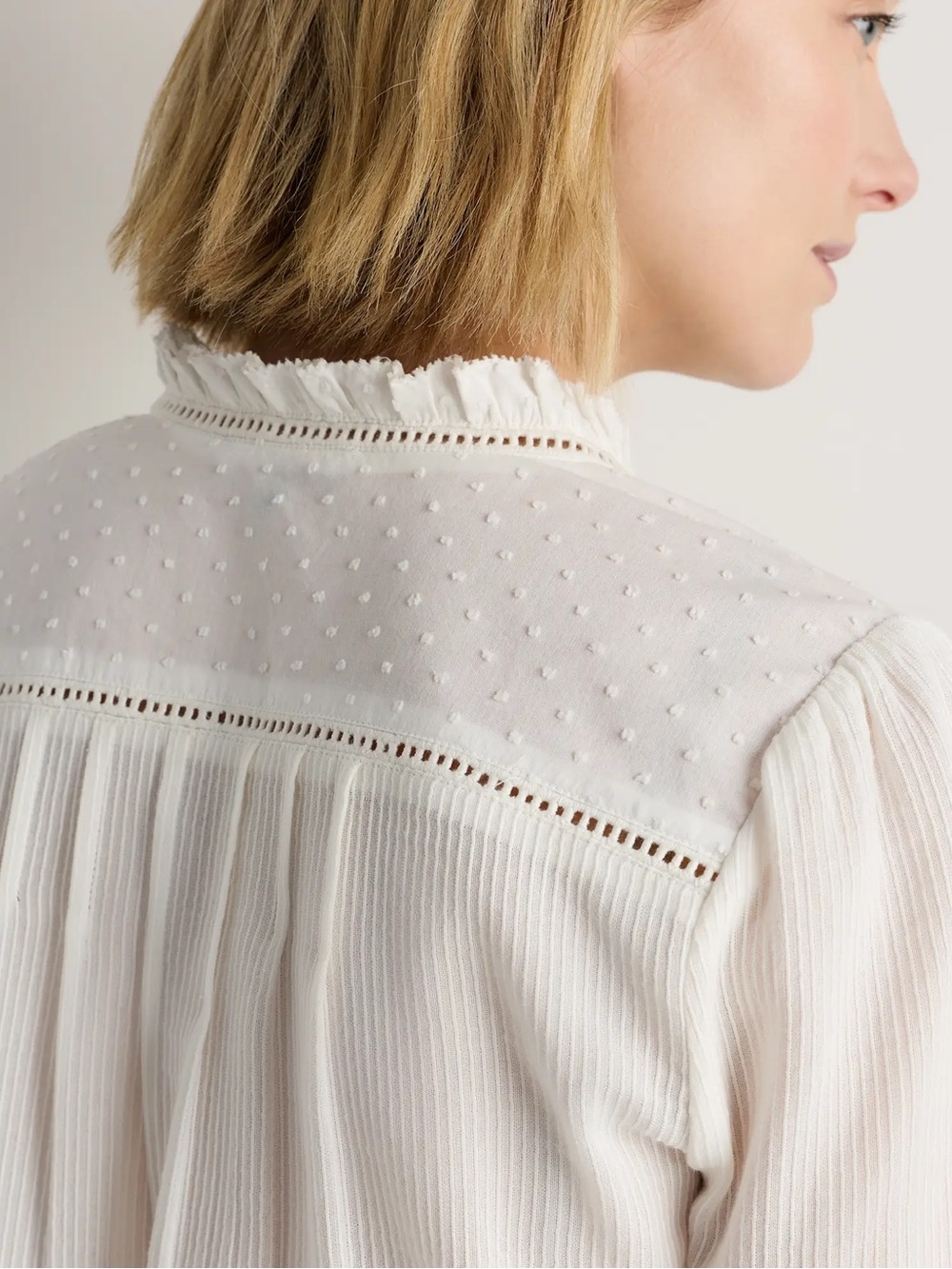 Quince Organic Textured Cotton Peasant Blouse NWT - Picture 2 of 11